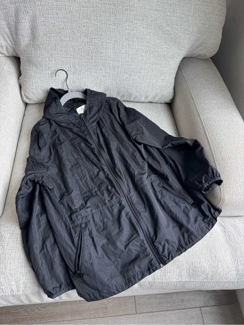 aerie Black Hooded Lightweight Zip Up Jacket